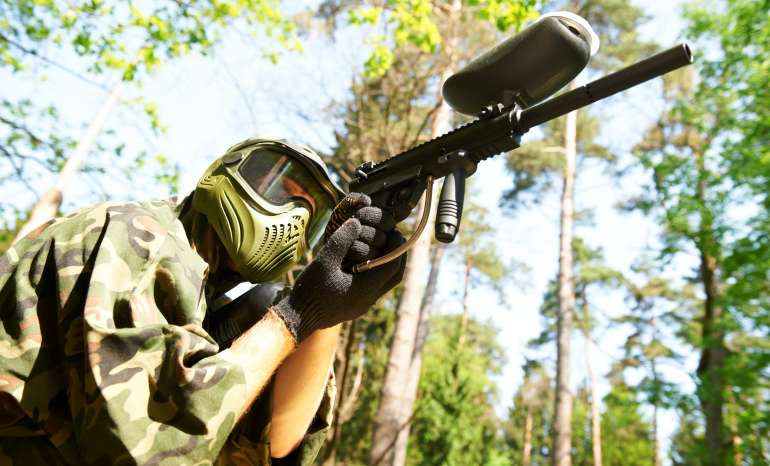 Playing Paintball Outdoors